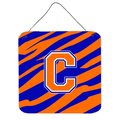 Micasa Letter C Initial Tiger Stripe - Blue Orange Aluminium Metal Wall Or Door Hanging Prints MI629047